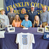 Kent signs with Mississippi College
Nicole Stokes | Franklin Advocate
(Sitting) Angie Kent, Zachary Kent and Krislyn Kent. (Standing) Wyatt
Kent, Jacob Kent, Coach Dana Smith, Coach Jeff Long and Chris Kent.