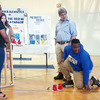 Nicole Stokes | Franklin Advocate
Atlay O'Quinn demonstrates his ball launcher for science fair judges
LaKeisha Stewart of Alcorn State University and Reed Freeman of
Copiah-Lincoln Community College.